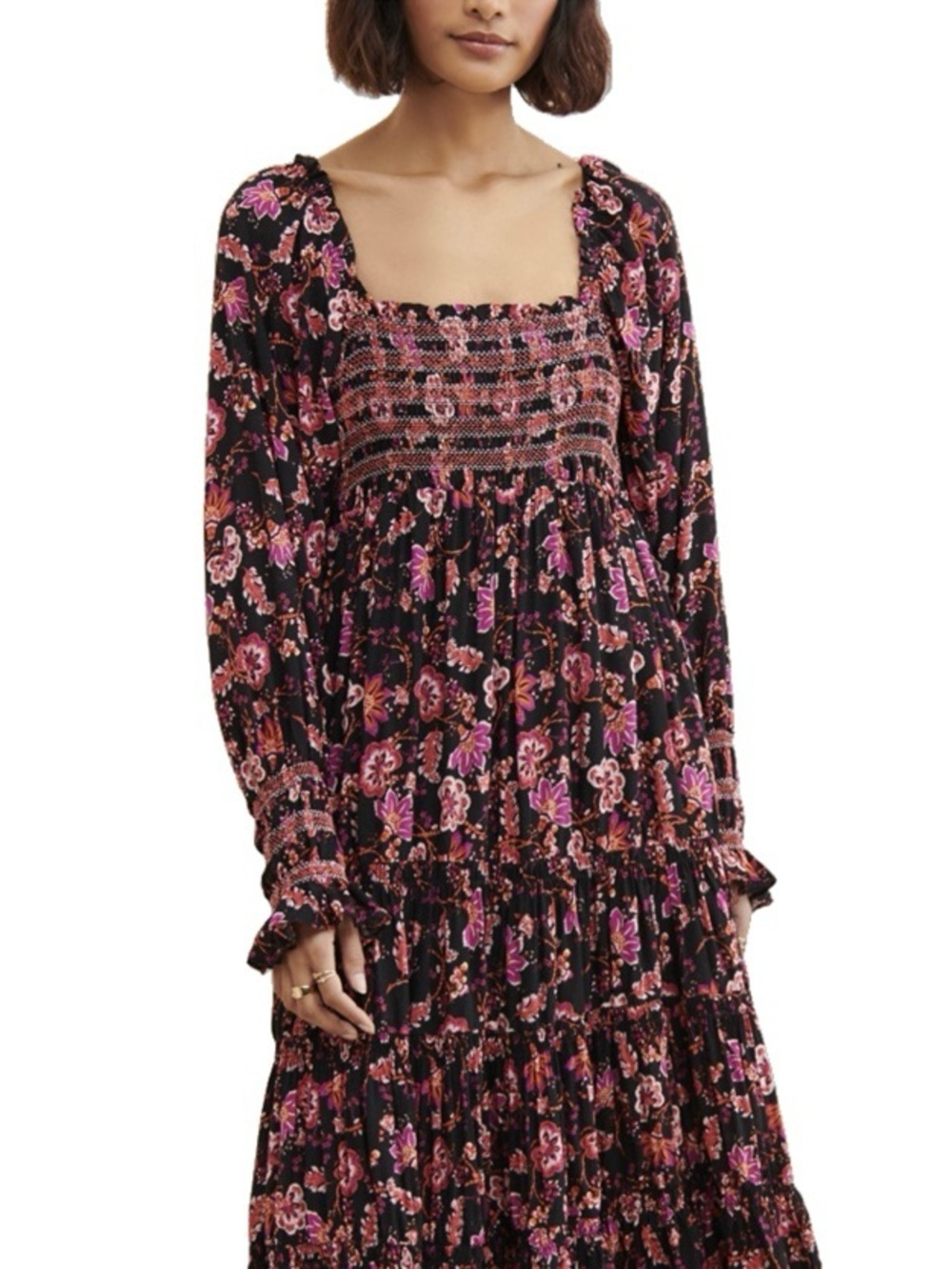 Free People Sweet Escape Floral Smocked Square-Neck Maxi Dress OB1236775 NWT - Picture 2 of 9